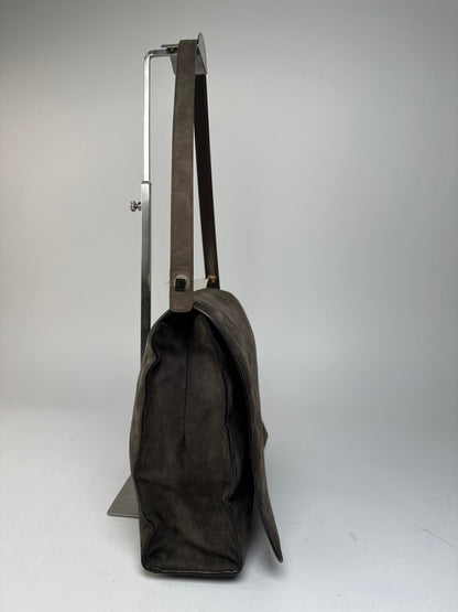 Vintage Gucci Suede Flap Bag Brown
