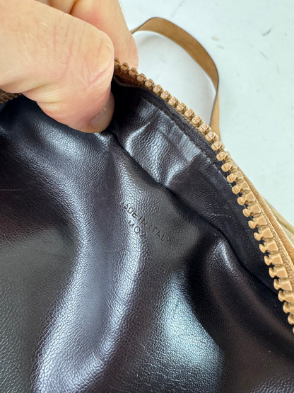 Vintage Celine Paris Patent Leather Triomphe Monogram Bag Brown