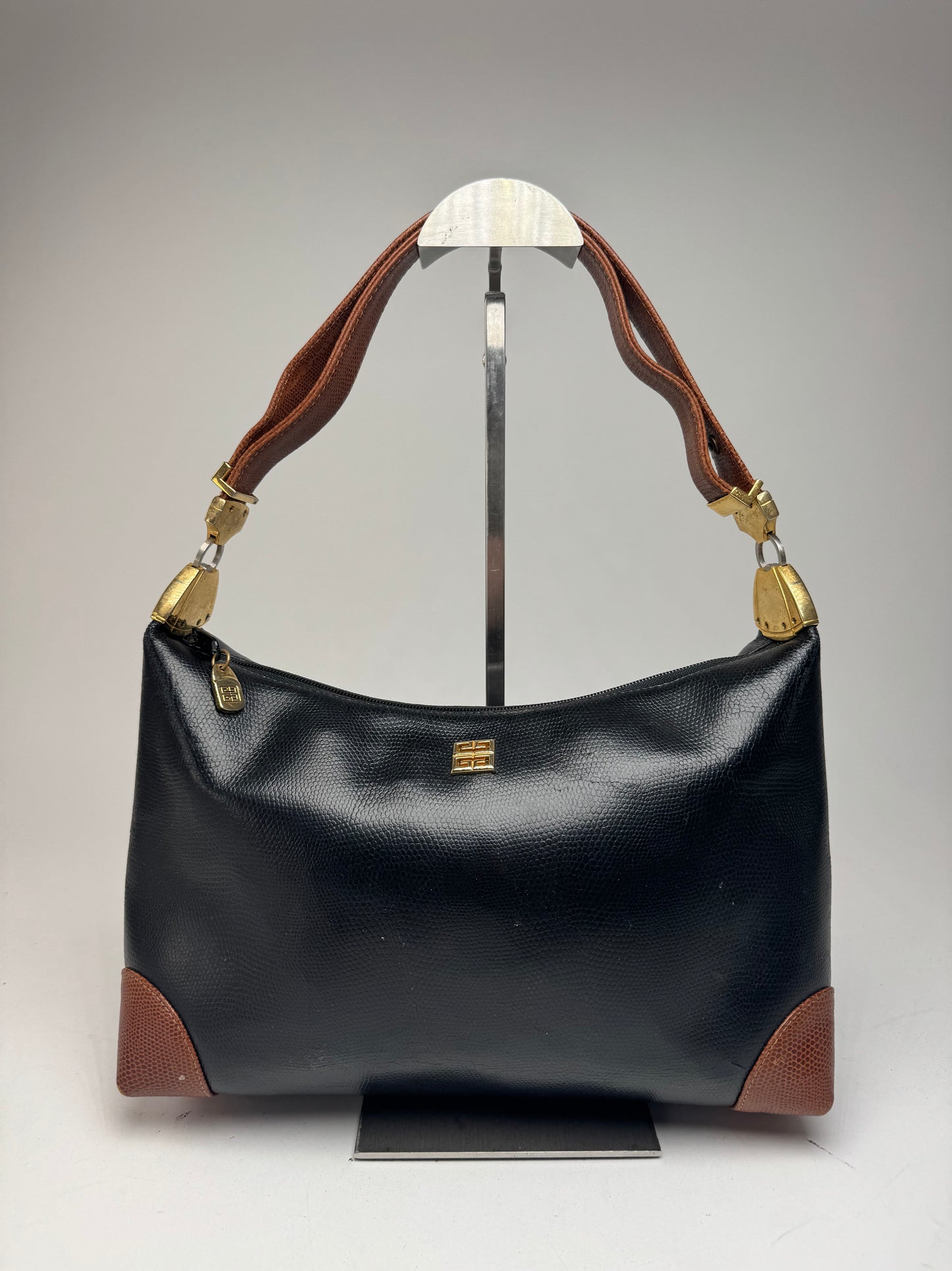 Vintage Givenchy 2Way 4G Leather Bag black brown