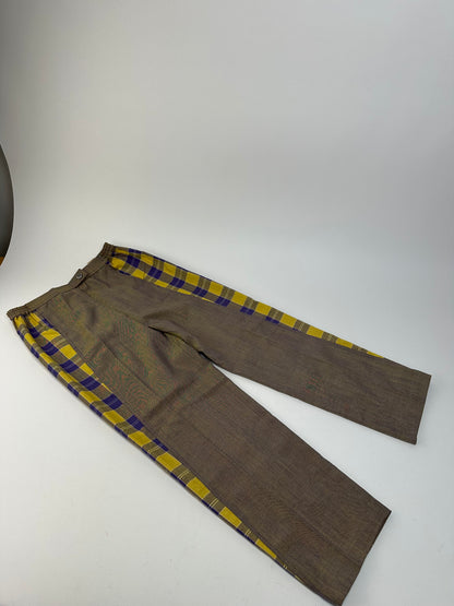 Vintage Dior Tartan Panel Trousers Cotton Multicolour M