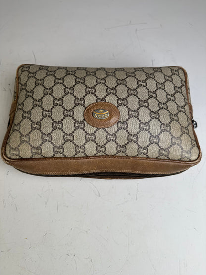 Vintage Gucci GG Supreme Cosmetic Case Beige Brown