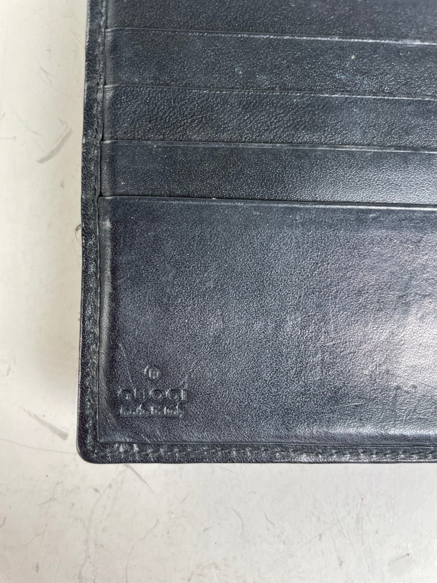 Vintage Gucci GG Monogram Canvas Wallet Black Grey Silver