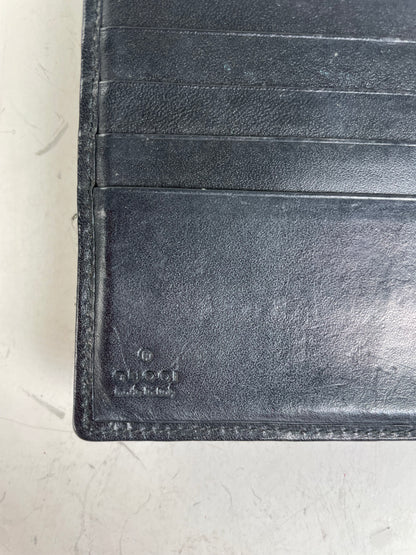 Vintage Gucci GG Monogram Canvas Wallet Black Grey Silver