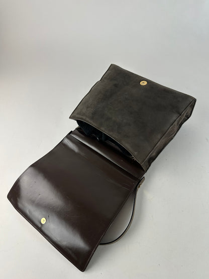 Vintage Gucci Suede Flap Bag Brown