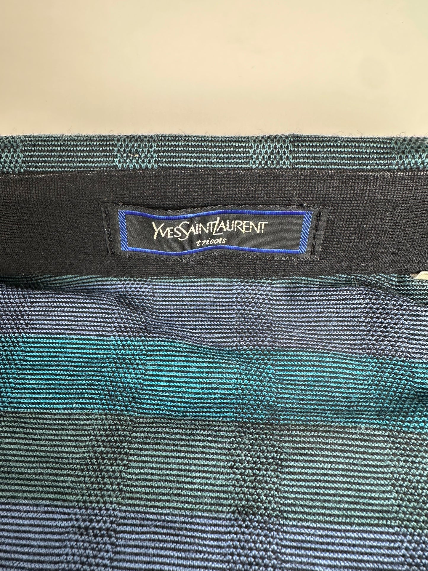 Vintage Saint Laurent Cotton Polo Shirt Teal Navy Grey XL