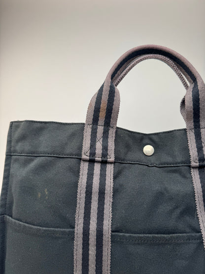 Vintage Hermes Canvas Shopper Bag Black