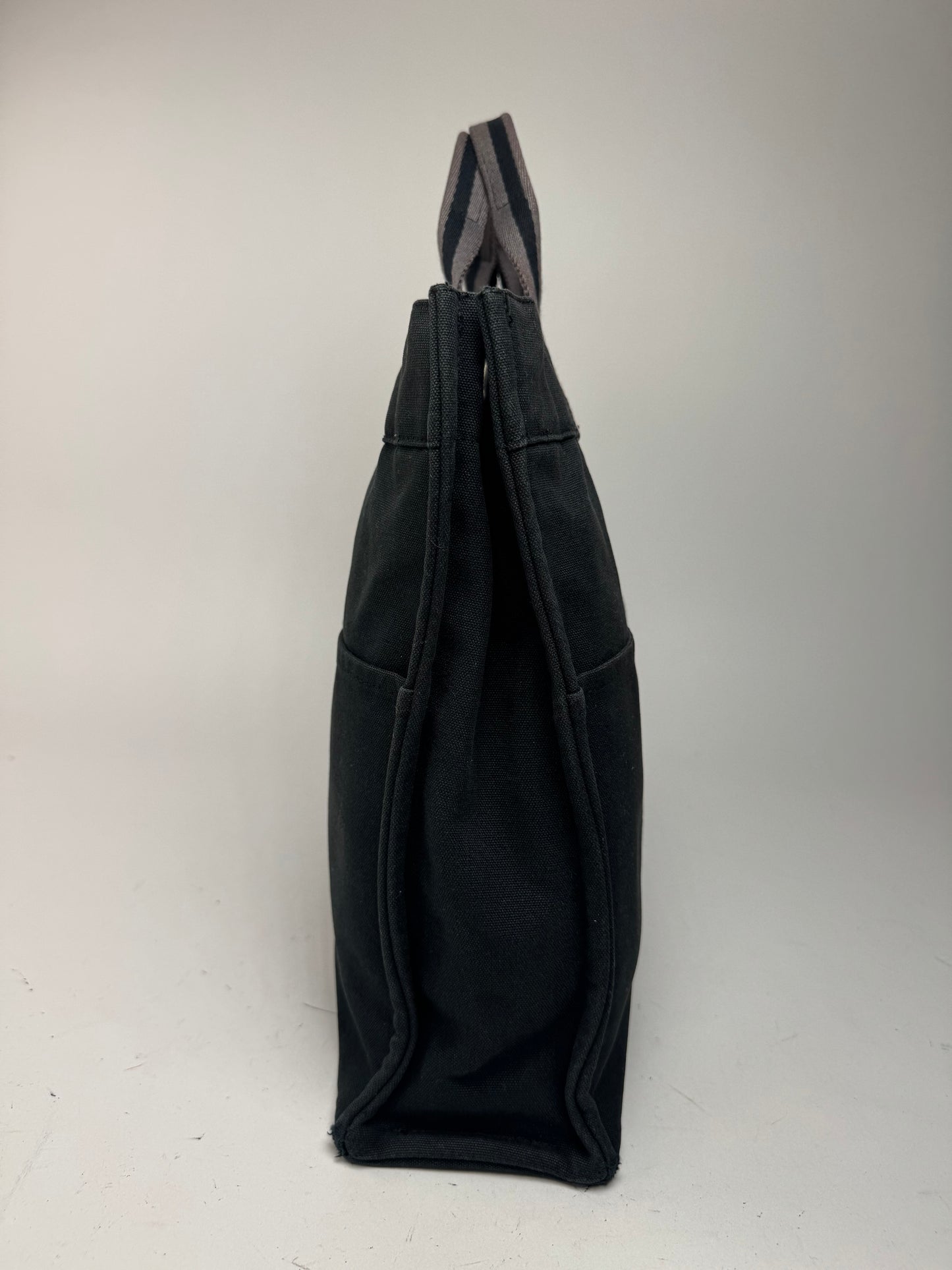 Vintage Hermes Canvas Shopper Bag Black