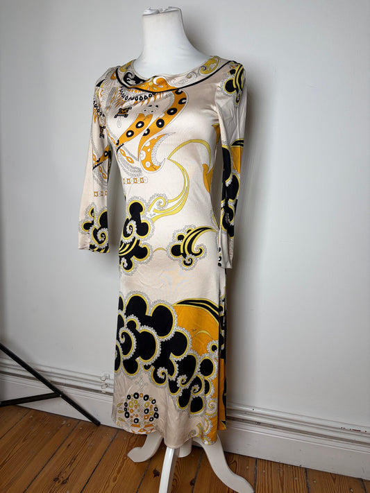 Vintage Pucci Silk Dress Cream Black Yellow XS