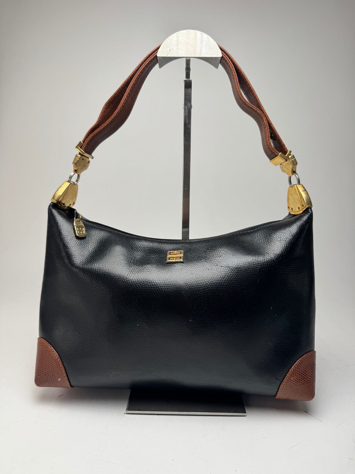 Vintage Givenchy 2Way 4G Leather Bag black brown