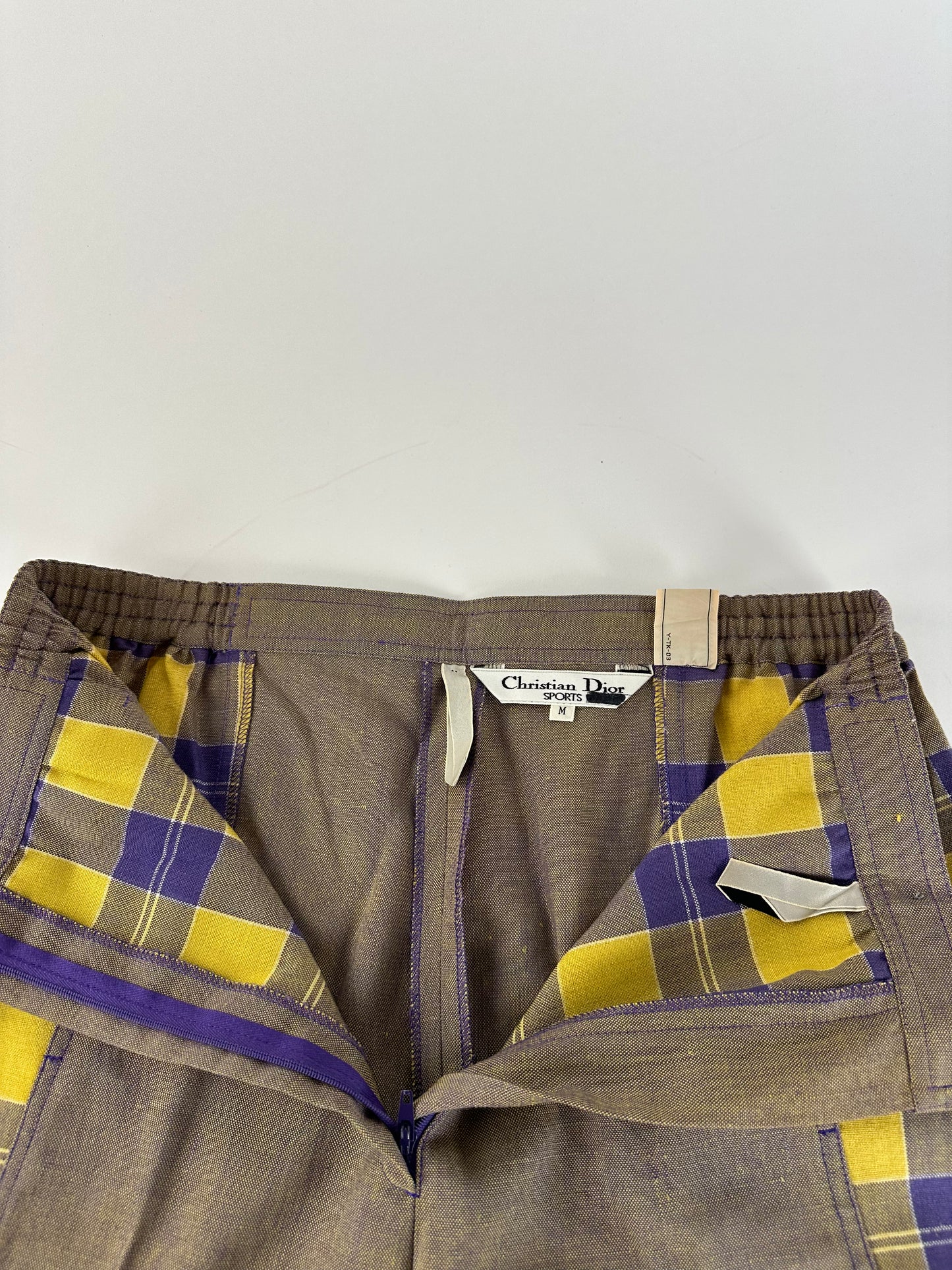 Vintage Dior Tartan Panel Trousers Cotton Multicolour M
