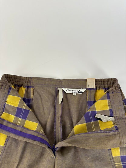 Vintage Dior Tartan Panel Trousers Cotton Multicolour M
