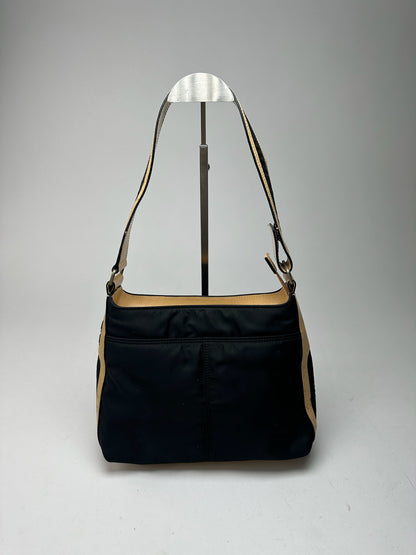 Vintage Givenchy 4G Leather canvas Bag black brown