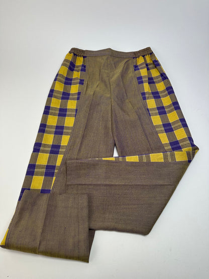 Vintage Dior Tartan Panel Trousers Cotton Multicolour M