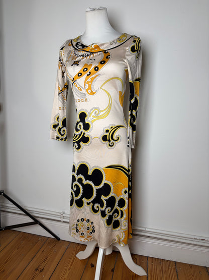 Vintage Pucci Silk Dress Cream Black Yellow XS