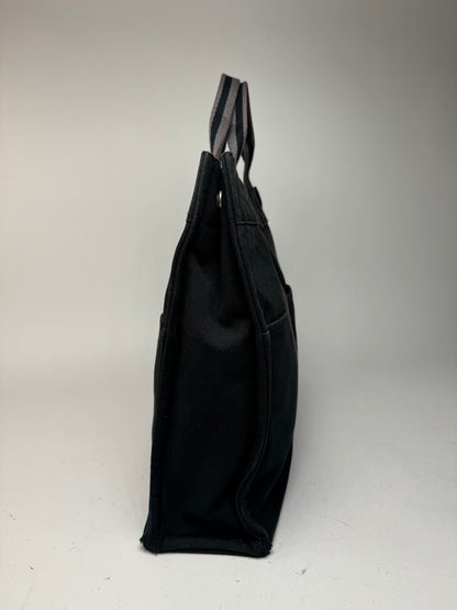 Vintage Hermes Canvas Shopper Bag Black