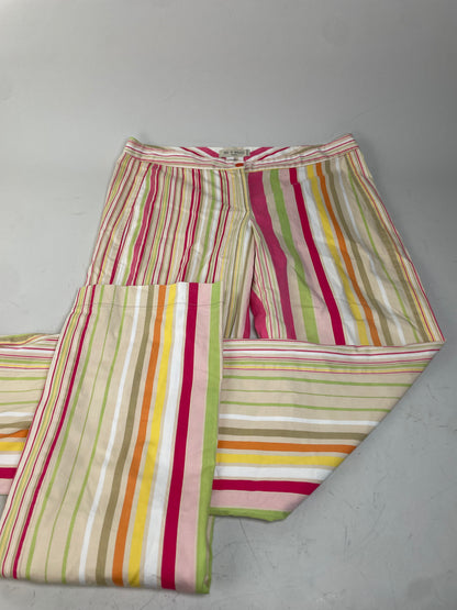 Vintage Etro Striped Cotton Trousers Pink Yellow Green XL