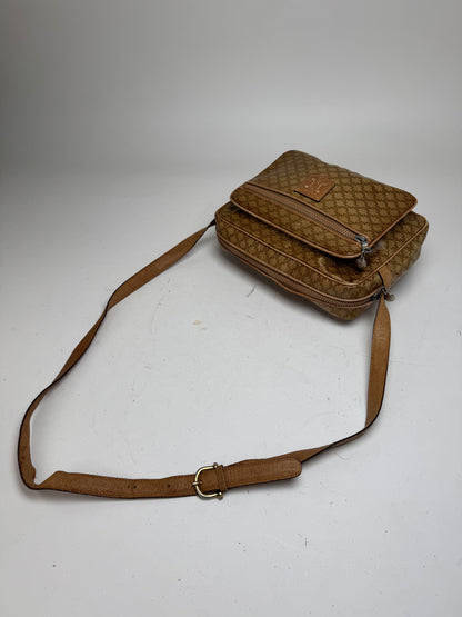 Vintage Celine Paris Patent Leather Triomphe Monogram Bag Brown