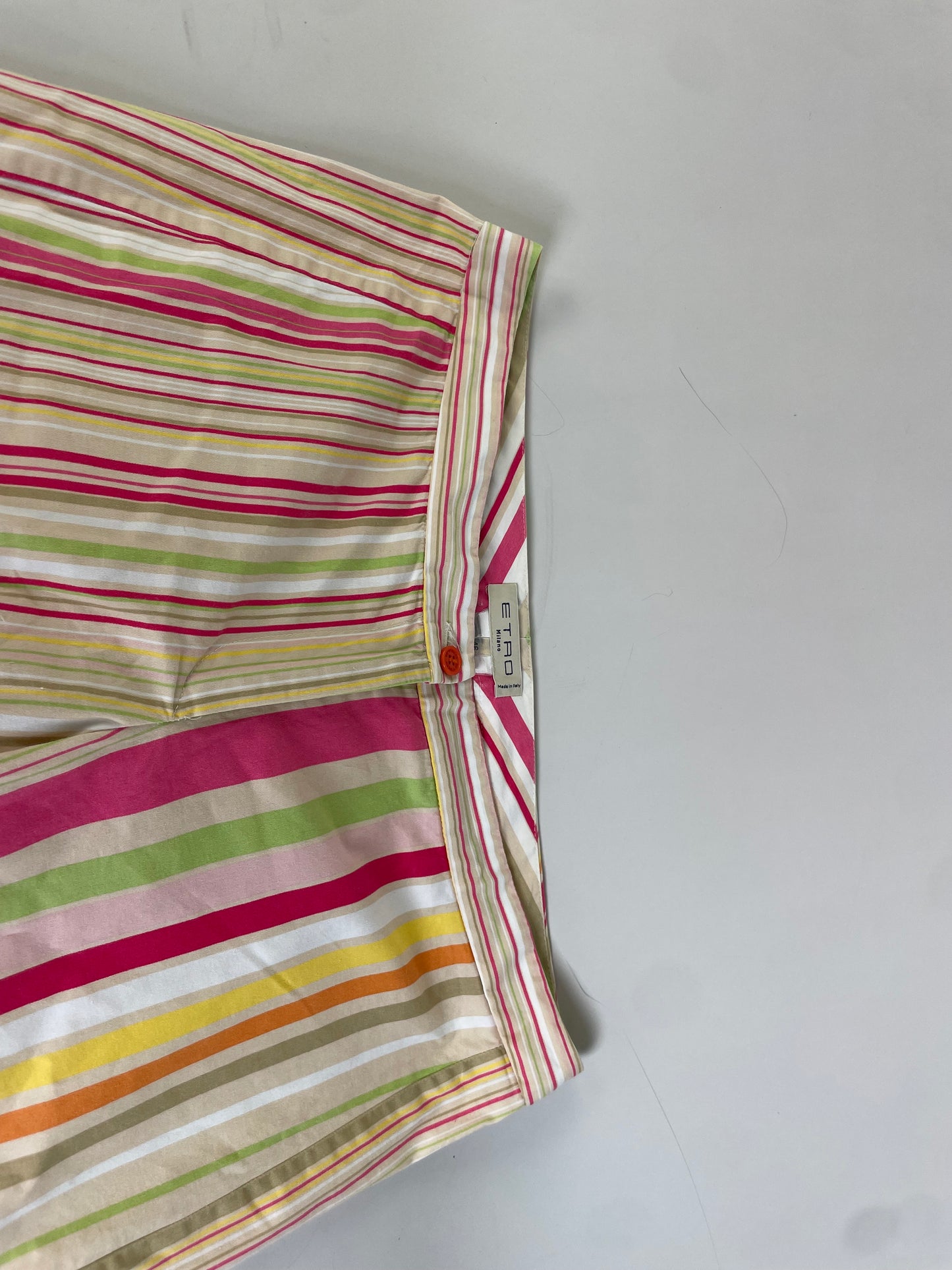 Vintage Etro Striped Cotton Trousers Pink Yellow Green XL