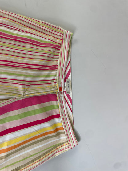 Vintage Etro Striped Cotton Trousers Pink Yellow Green XL