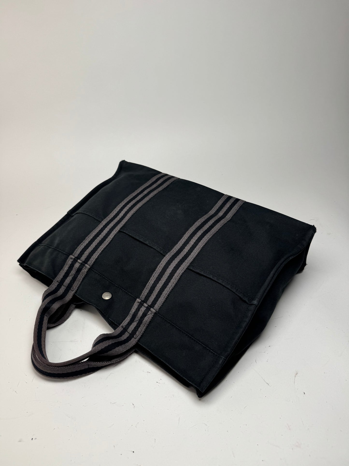 Vintage Hermes Canvas Shopper Bag Black