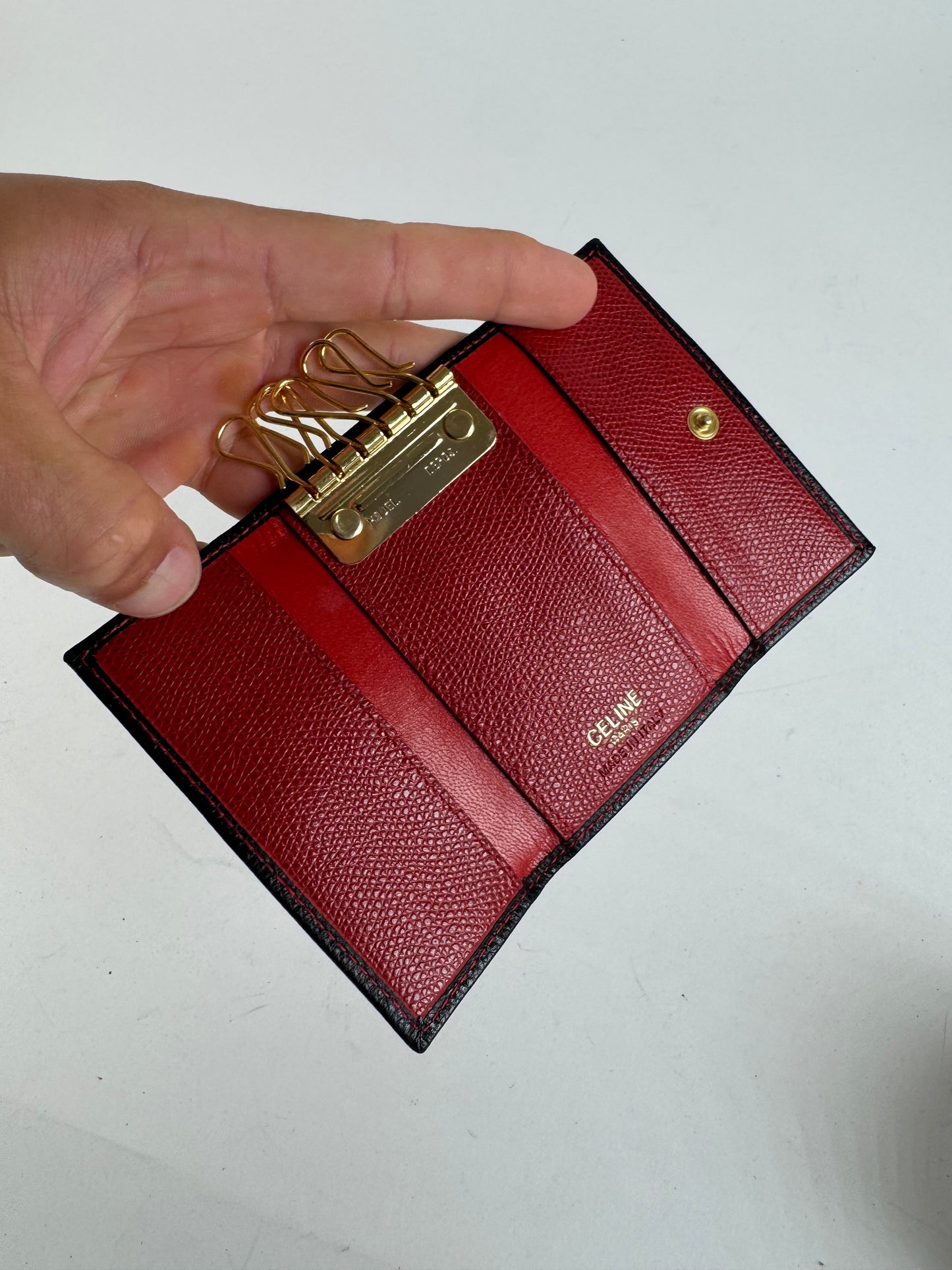 Vintage Givenchy Key Holder Leather navy red