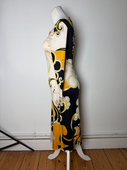 Vintage Pucci Silk Dress Cream Black Yellow XS