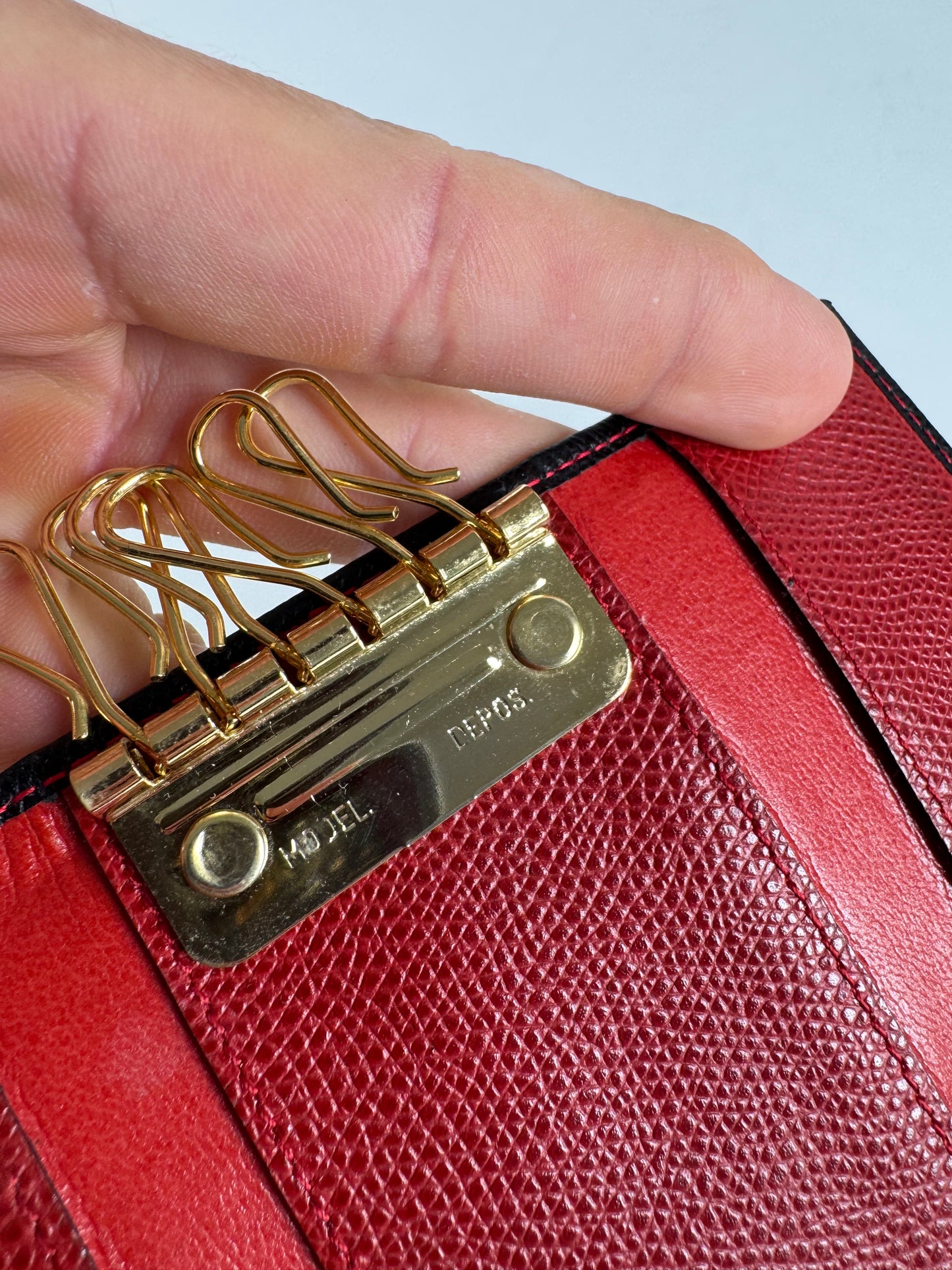 Vintage Givenchy Key Holder Leather navy red