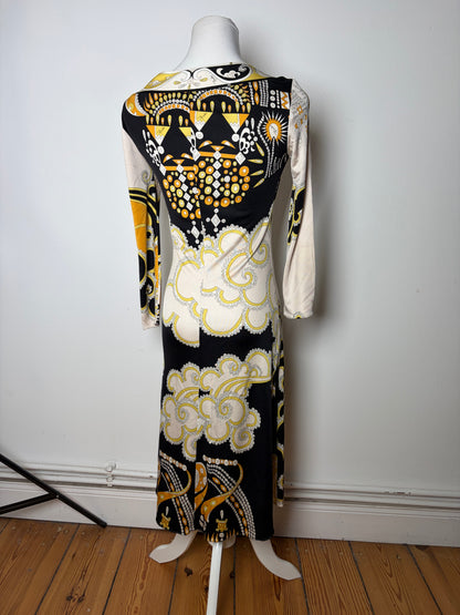 Vintage Pucci Silk Dress Cream Black Yellow XS