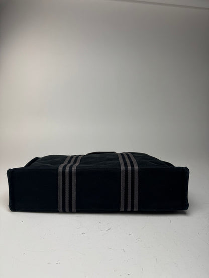 Vintage Hermes Canvas Shopper Bag Black