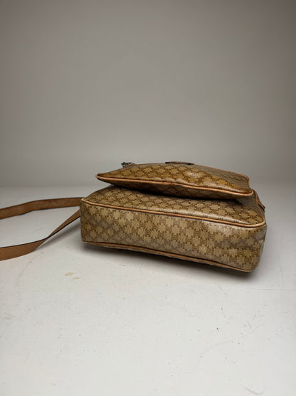 Vintage Celine Paris Patent Leather Triomphe Monogram Bag Brown