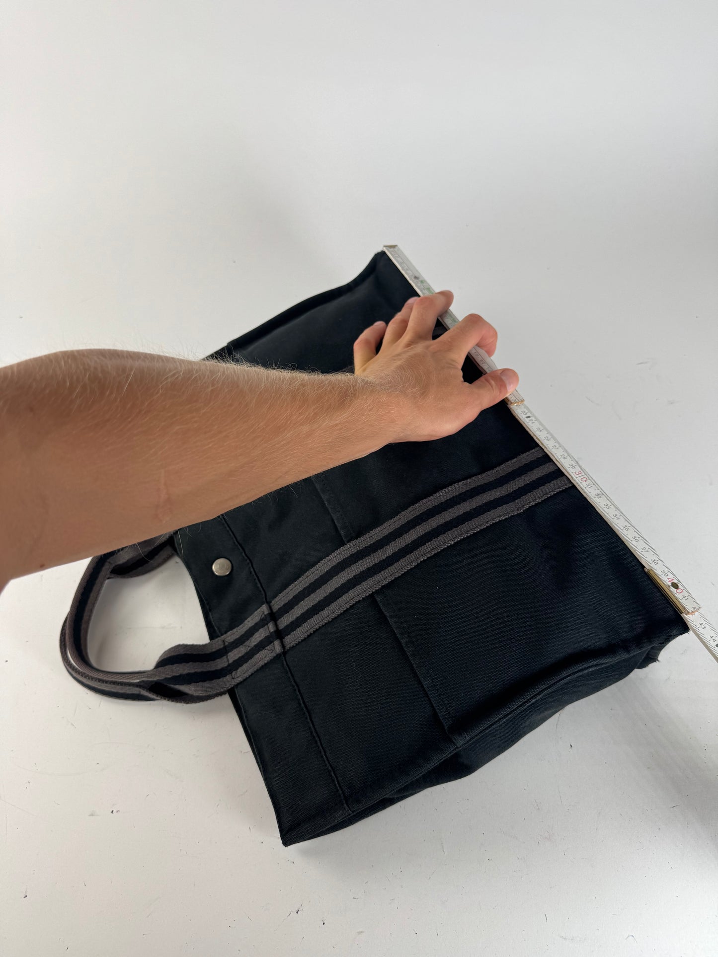 Vintage Hermes Canvas Shopper Bag Black