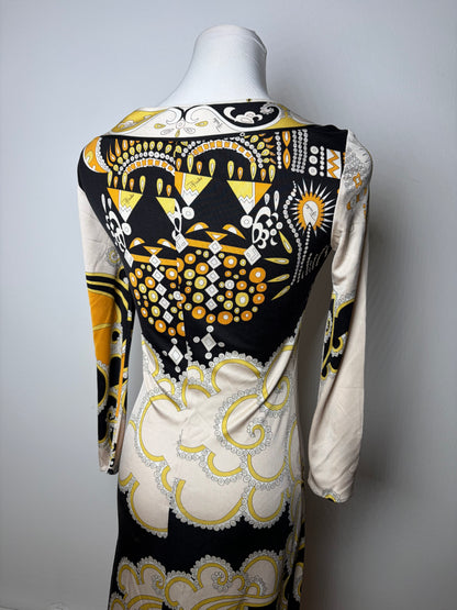 Vintage Pucci Silk Dress Cream Black Yellow XS