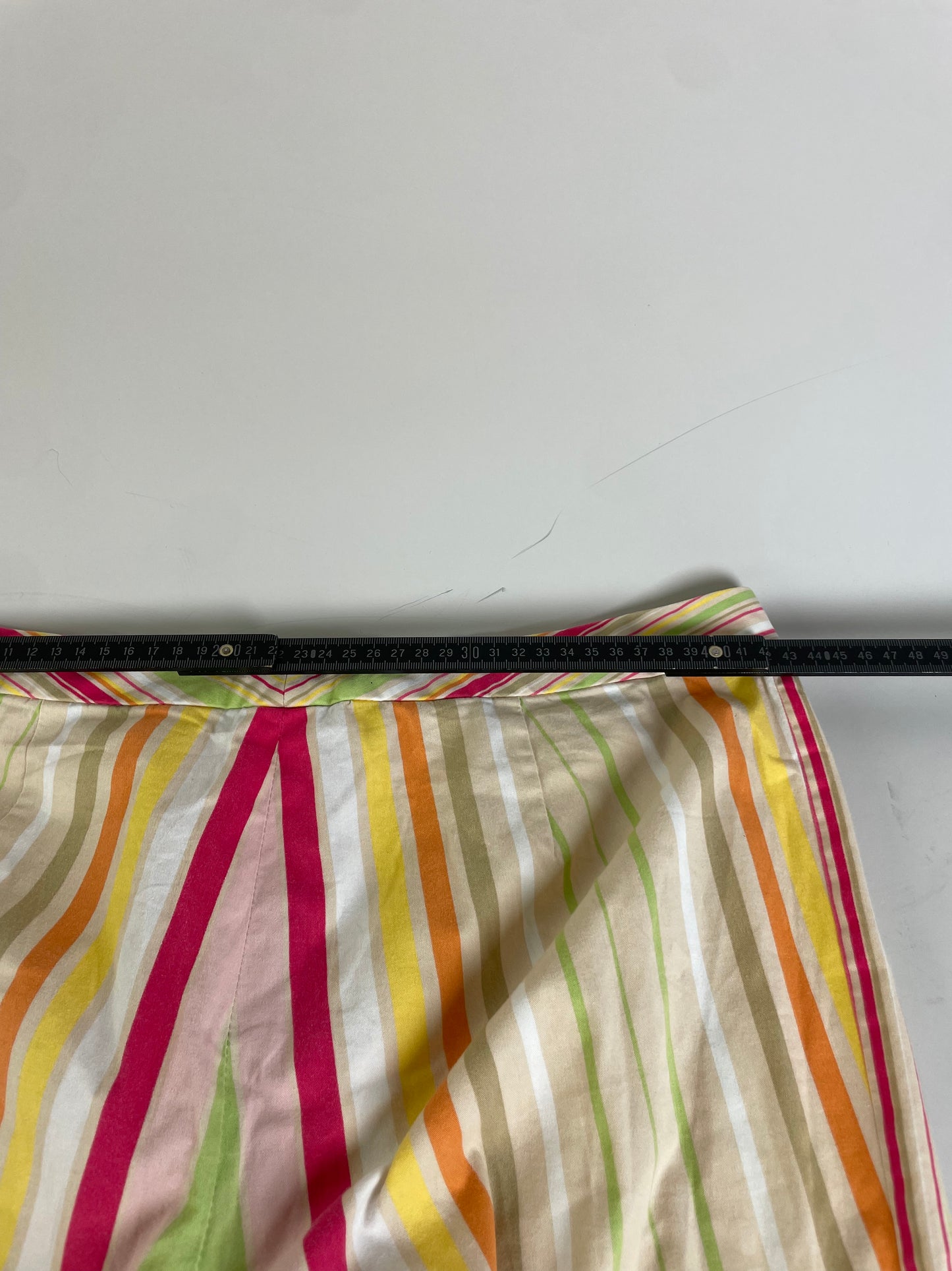 Vintage Etro Striped Cotton Trousers Pink Yellow Green XL