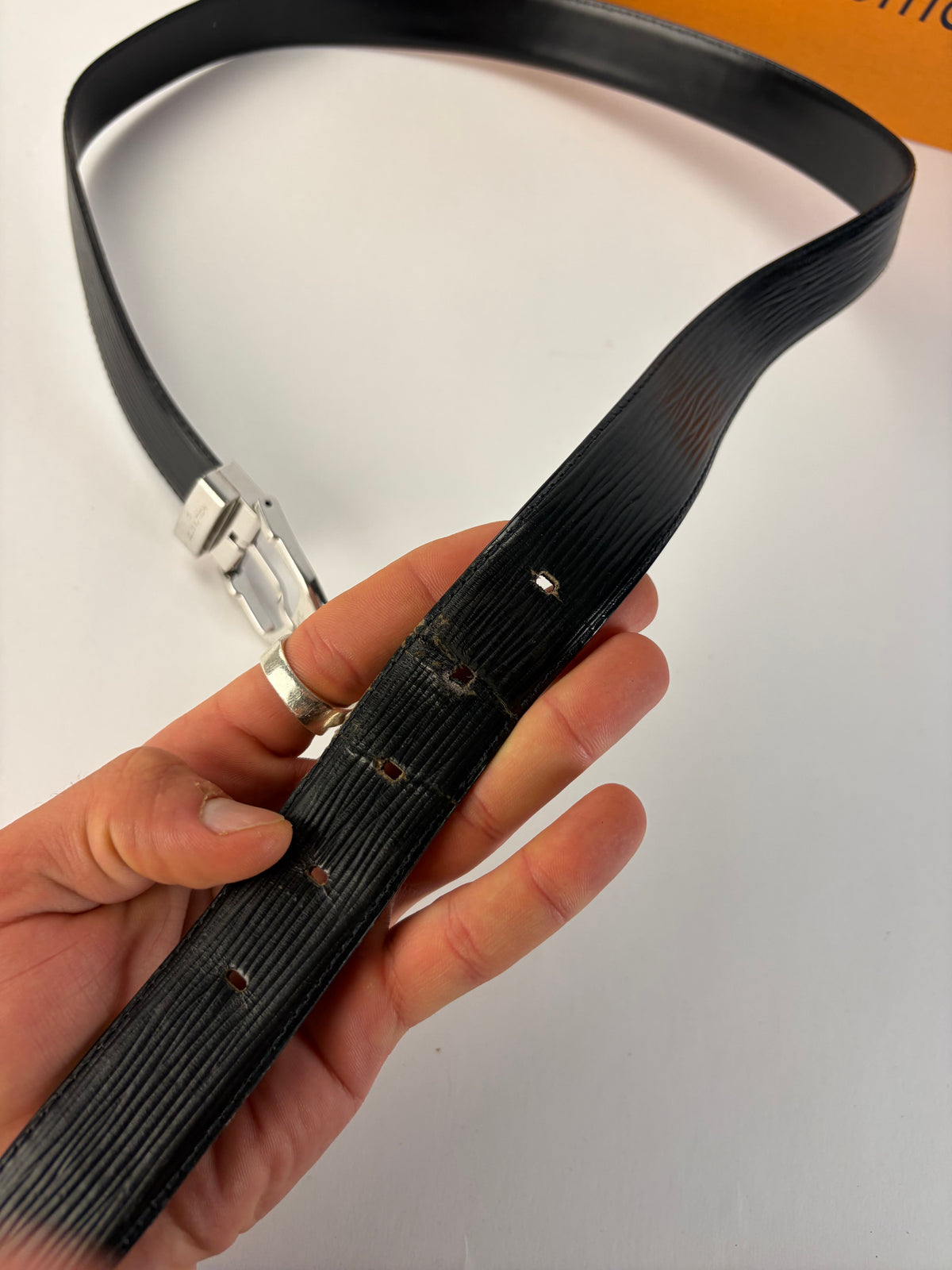 Vintage Louis Vuitton Epi Leather Belt Black Silver