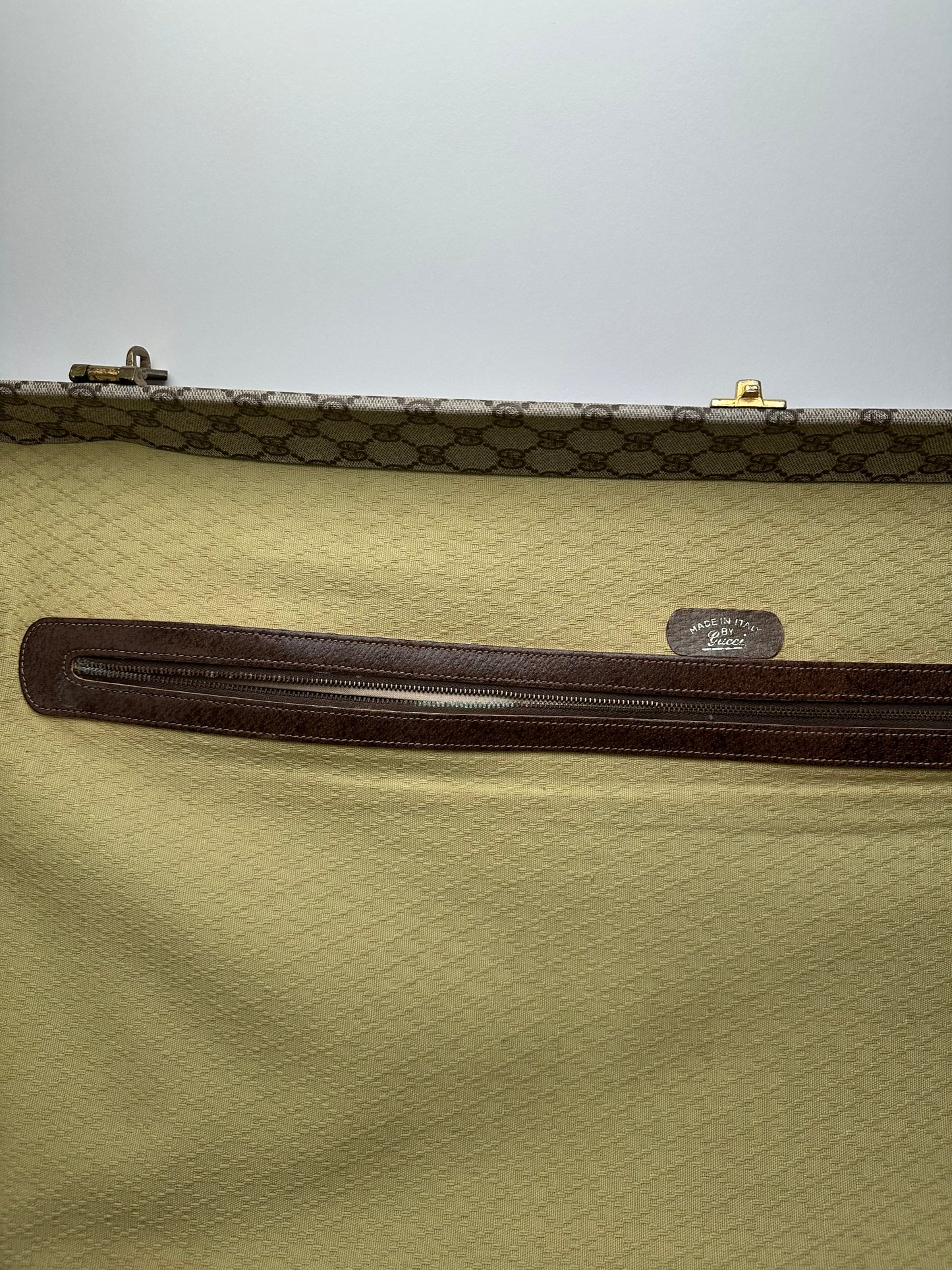 Vintage Gucci GG Supreme Canvas Suitcase Beige Brown