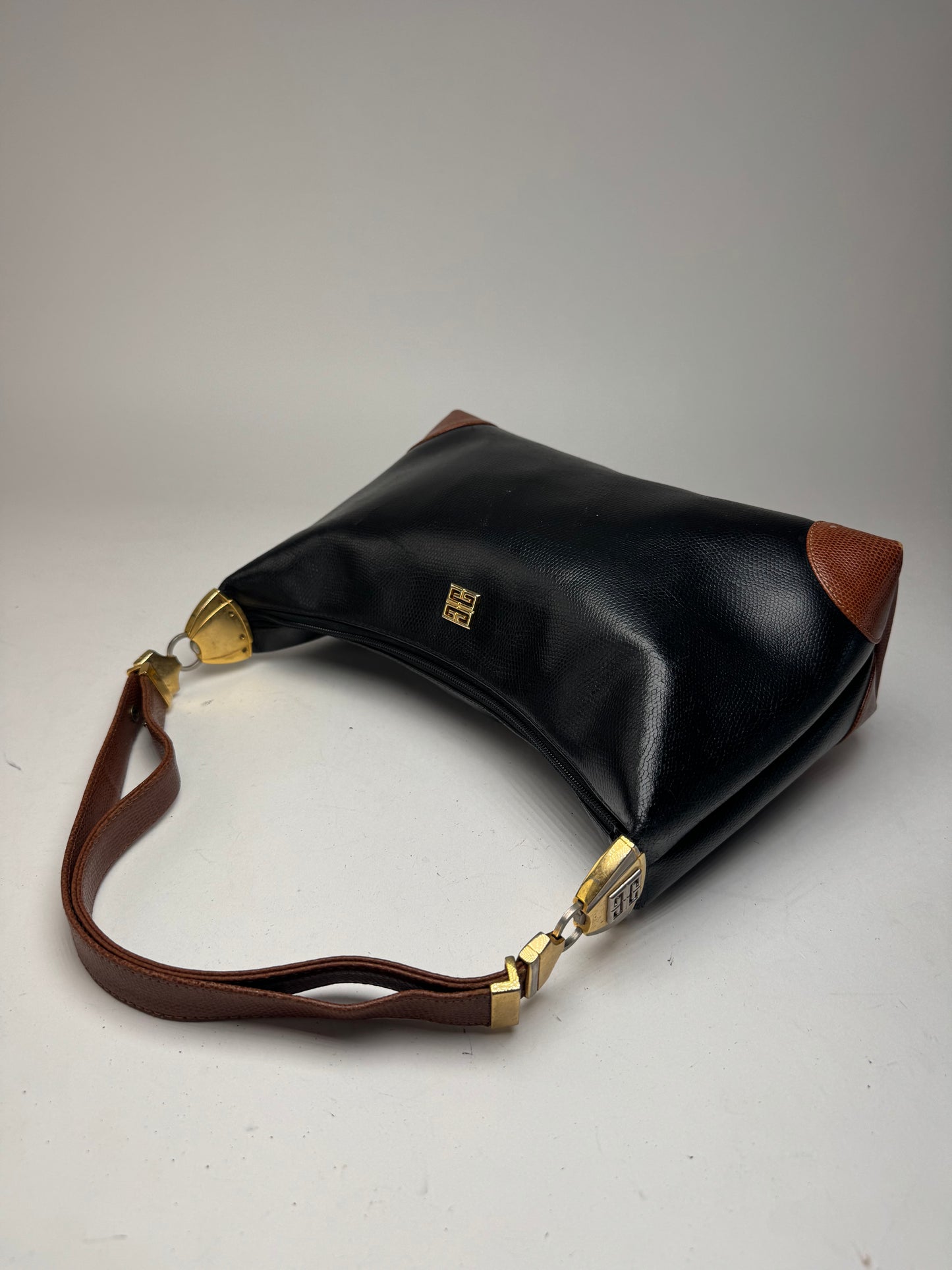 Vintage Givenchy 2Way 4G Leather Bag black brown