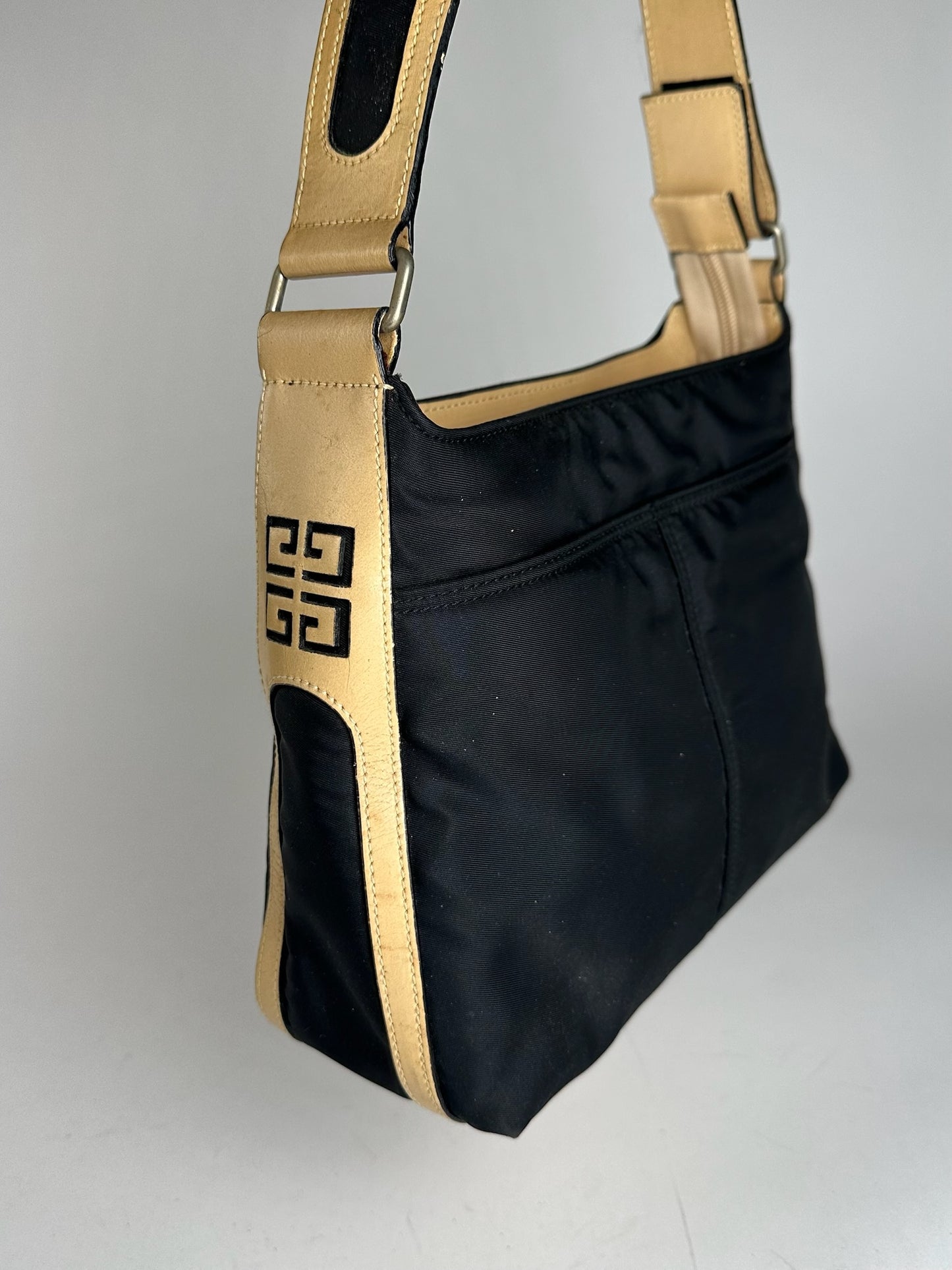 Vintage Givenchy 4G Leather canvas Bag black brown