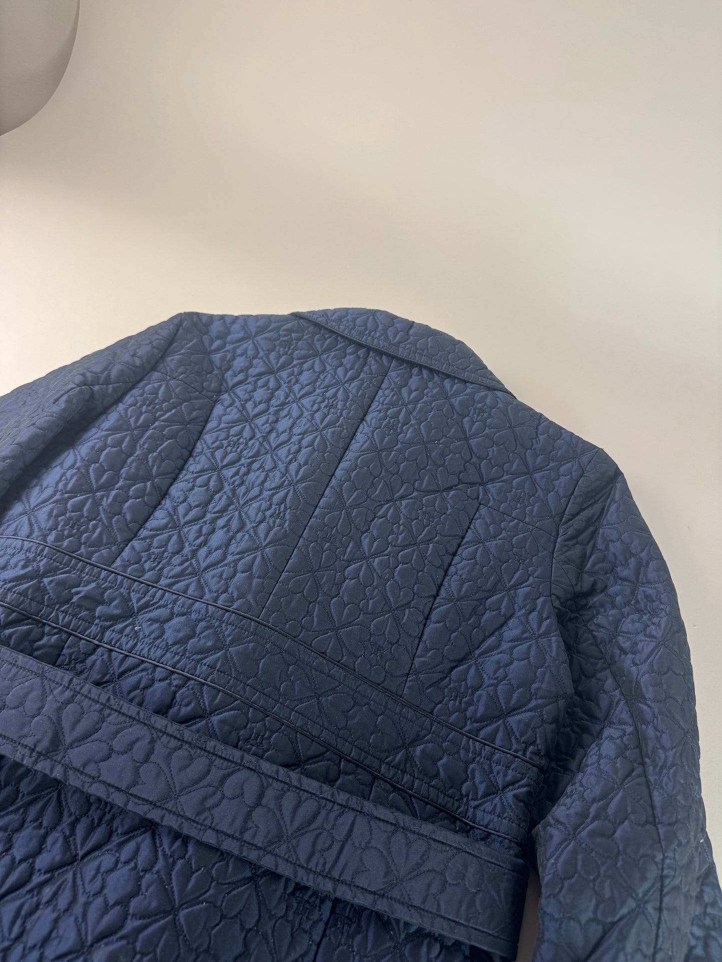 Vintage Courreges Floral Emblossed Canvas Coat Navy M