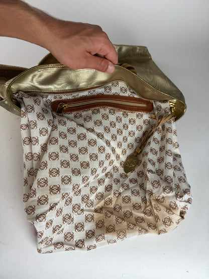 Vintage Loewe Madrid Leather Bag Golden Brown
