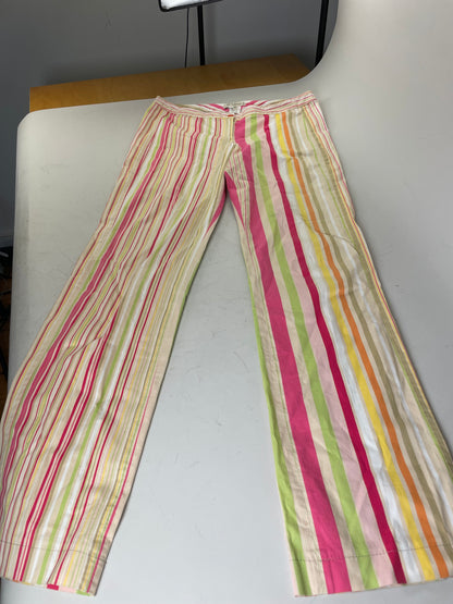 Vintage Etro Striped Cotton Trousers Pink Yellow Green XL