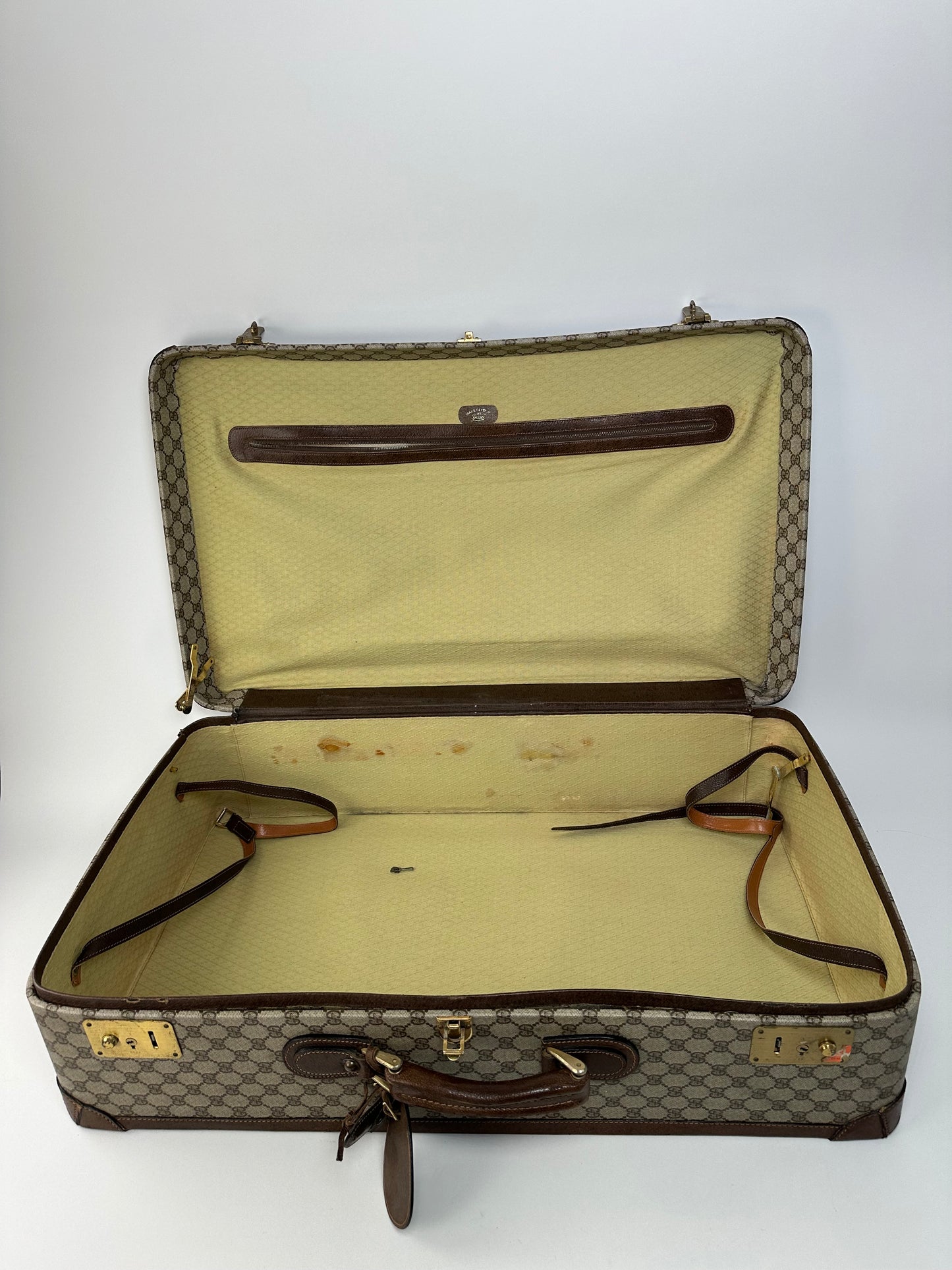 Vintage Gucci GG Supreme Canvas Suitcase Beige Brown