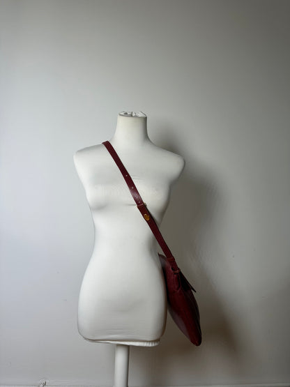 Vintage Cartier Textured Leather Shoulder Bag Burgundy Gold