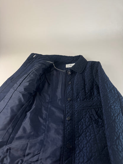 Vintage Courreges Floral Emblossed Canvas Coat Navy M
