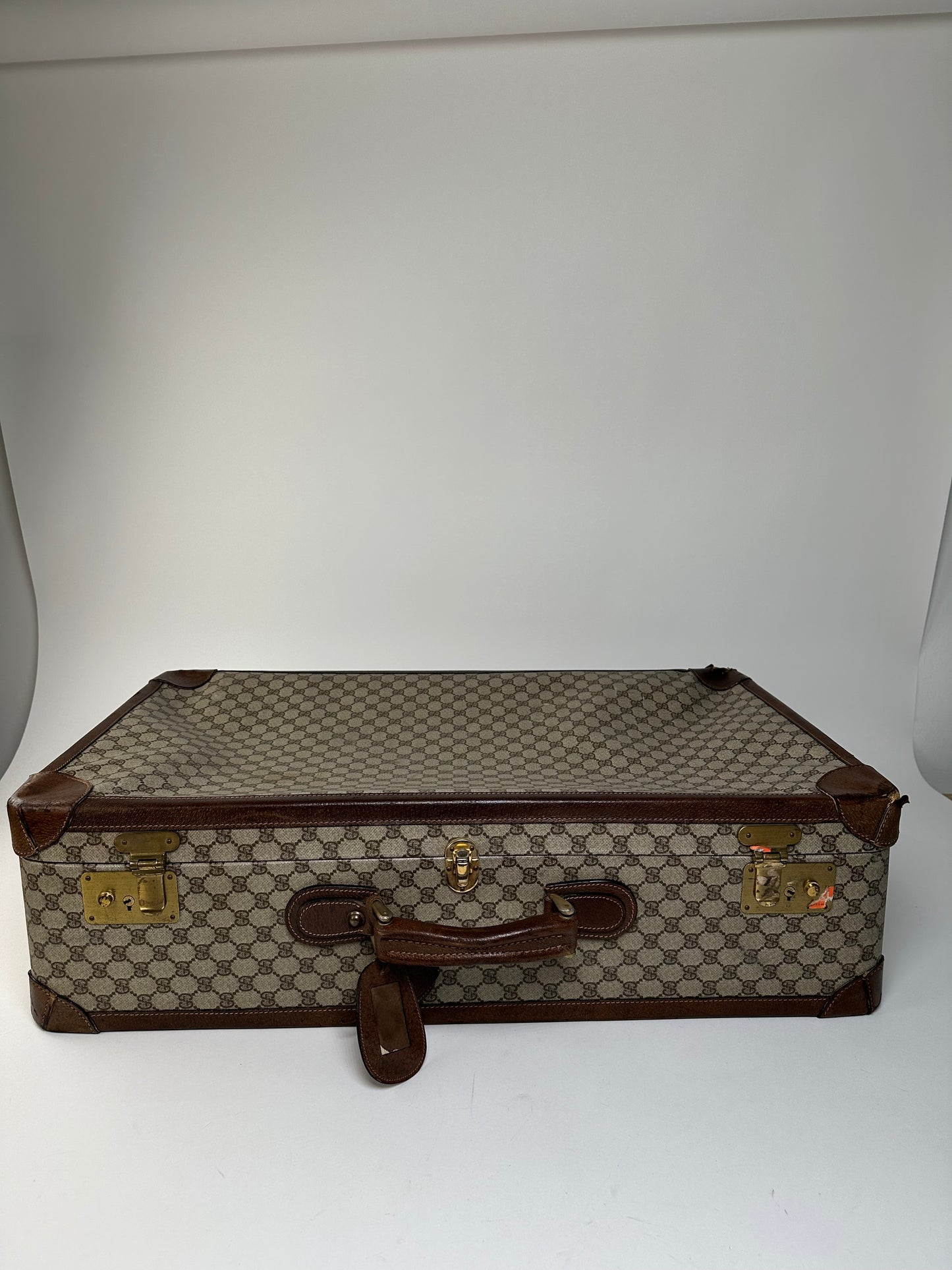 Vintage Gucci GG Supreme Canvas Suitcase Beige Brown