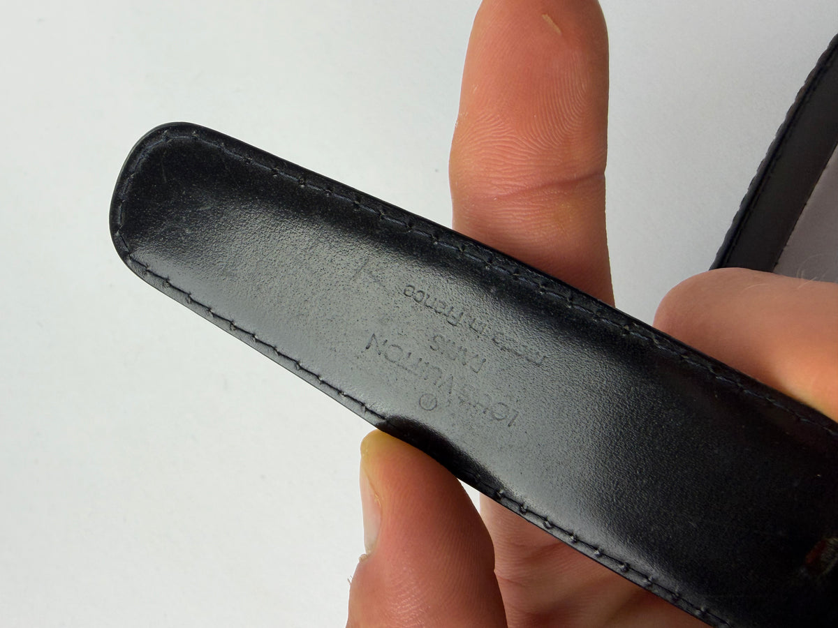 Vintage Louis Vuitton Epi Leather Belt Black Silver