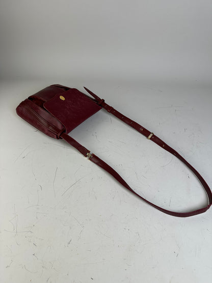 Vintage Cartier Textured Leather Shoulder Bag Burgundy Gold