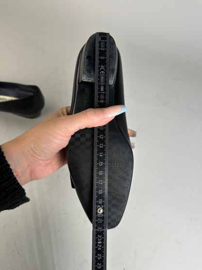 Vintage Chloe Leather Suede Buckle Flats Black Gold EU35.5