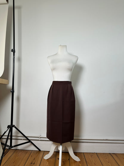 Vintage Dior Wool Skirt Dark Brown S
