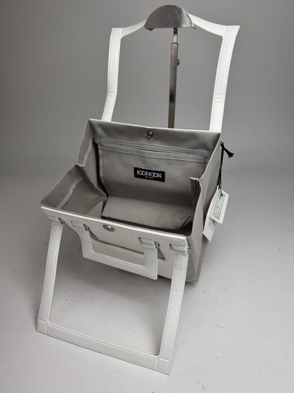 Vintage Issey Miyake Leather Canvas 2Way Bag Silver White