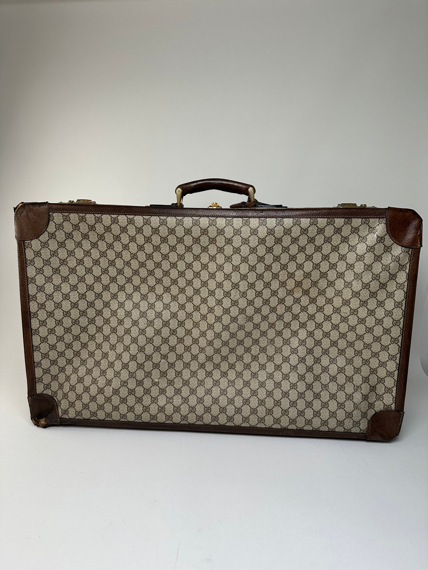 Vintage Gucci GG Supreme Canvas Suitcase Beige Brown